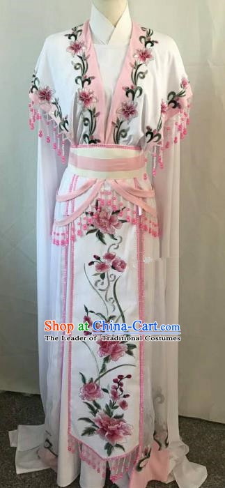 Top Grade Chinese Beijing Opera Diva Dress China Peking Opera Princess Embroidered Pink Flowers Costume