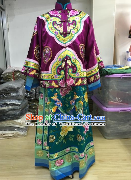China Traditional Qing Dynasty Gentlewoman Embroidered Dress Costume for Women