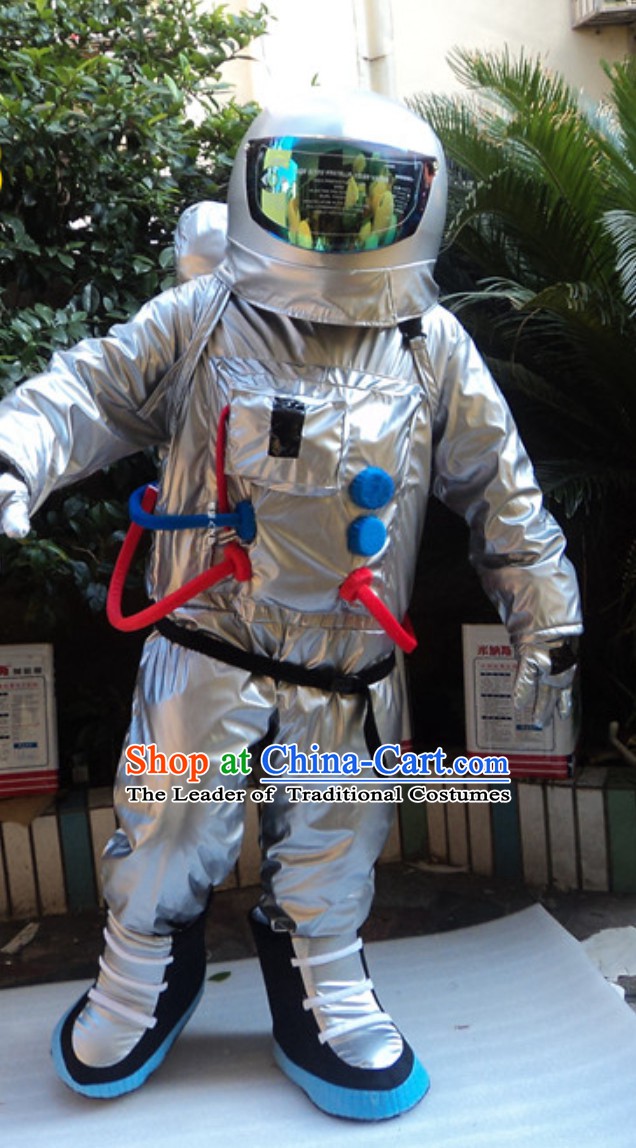 Silver Space and Cosmonauts Theme Costumes Complete Set for Adults and Children