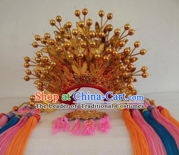 Traditional Chinese Beijing Opera Golden Butterfly Phoenix Coronet Peking Opera Actress Wedding Headwear