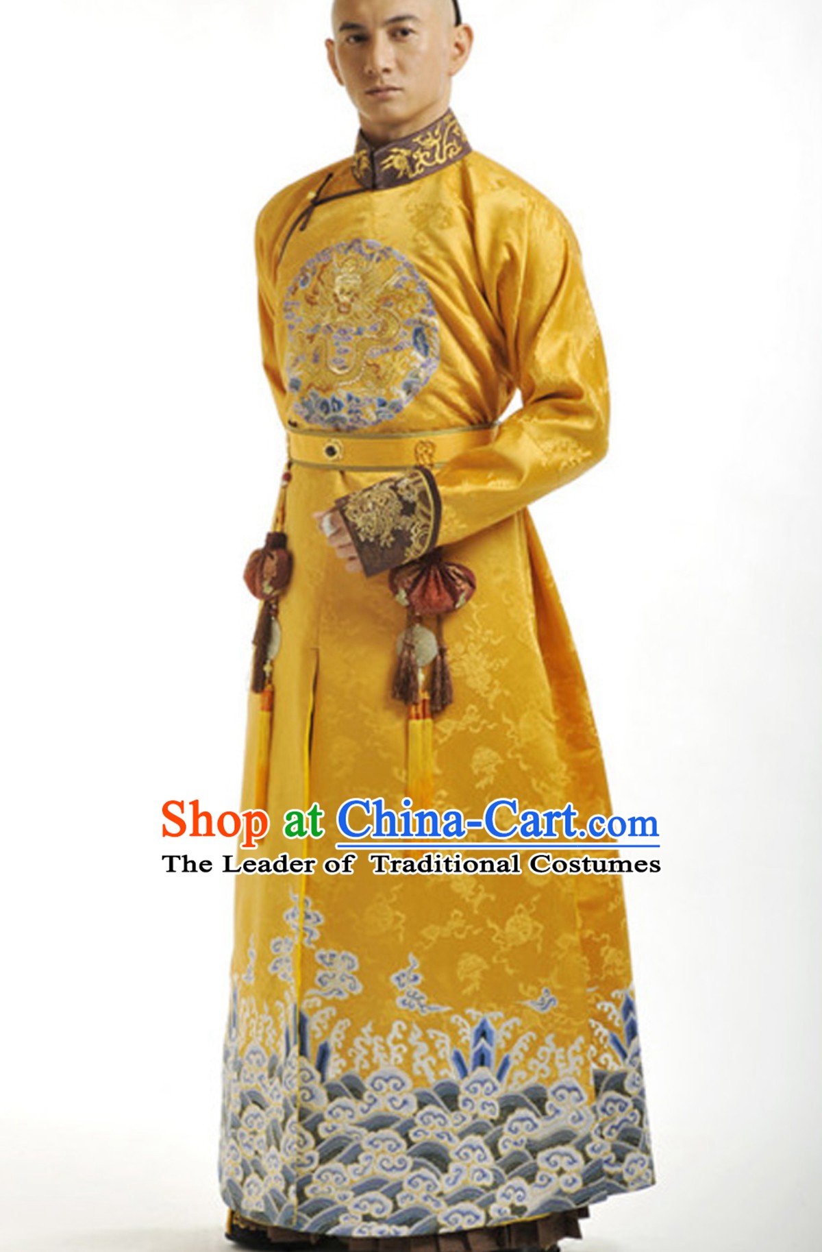 Traditional Chinese Qing Dynasty Manchu Prince Emperor Robe Clothing for Men