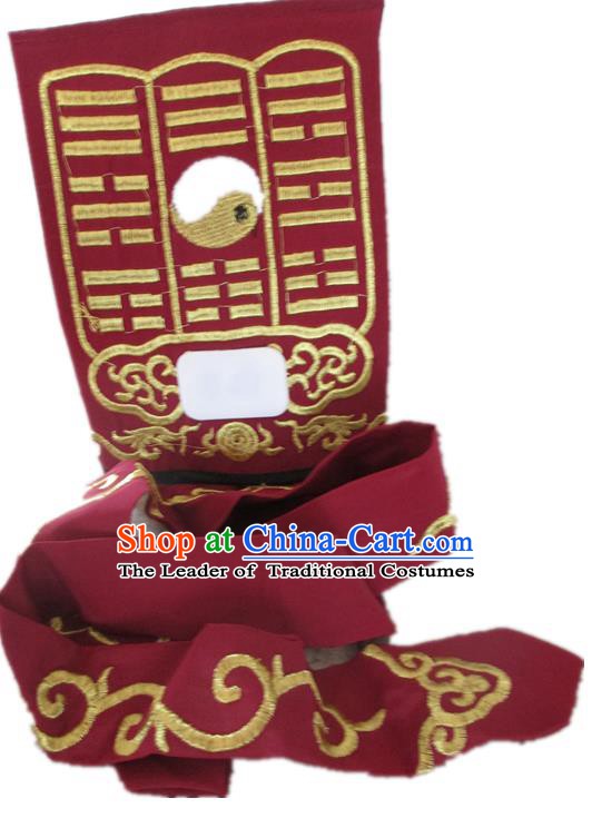 Traditional Chinese Beijing Opera Imperial Bodyguard Red Hats Peking Opera Taoist Priest Headwear