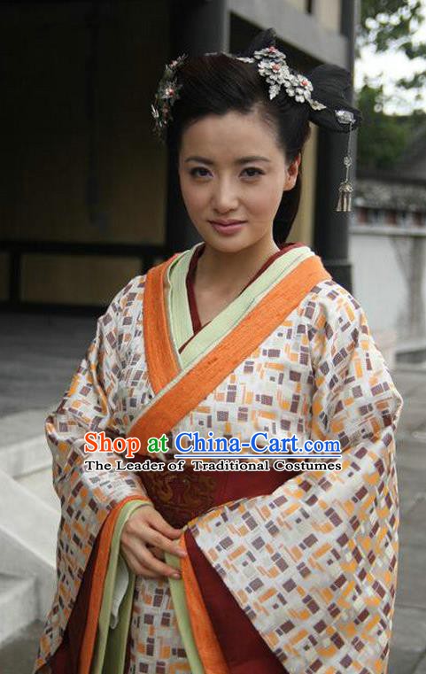 Ancient Traditional Chinese Han Dynasty Palace Lady Replica Costume Hanfu Dress for Women