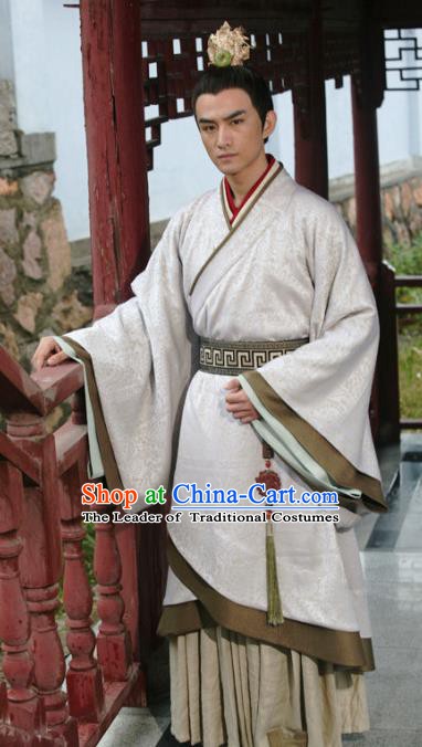 Traditional Ancient Chinese Han Dynasty Liang Prince Liu Wu Replica Costume for Men