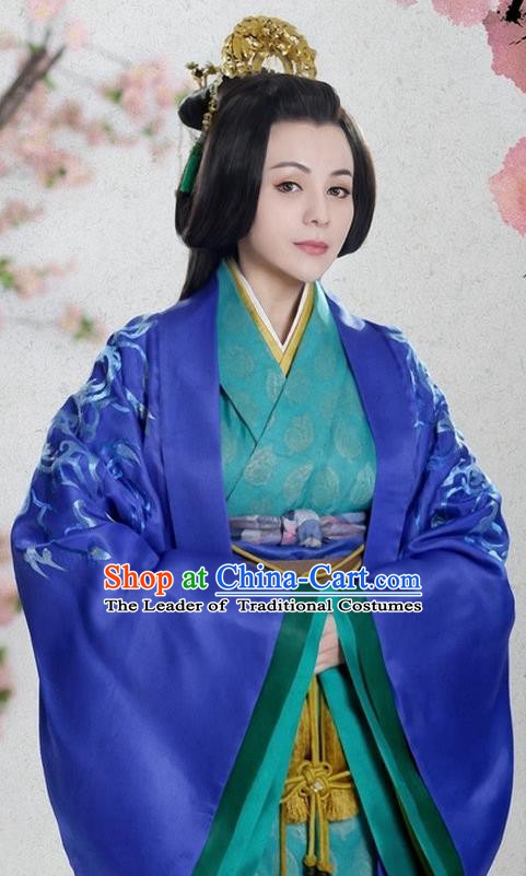 Ancient Traditional Chinese Han Dynasty Princess Consort Nan Yang Replica Costume Hanfu Dress for Women