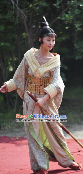 Ancient Chinese Han Dynasty Court Maid Hanfu Dress Replica Costume for Women
