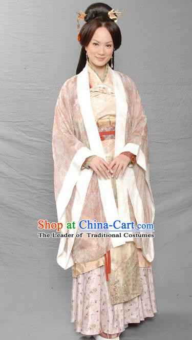Chinese Ancient Three Kingdoms Period Dowager Gan of Liu Bei Hanfu Dress Replica Costume for Women