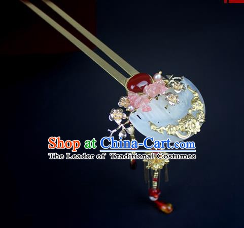 Chinese Ancient Handmade Hair Accessories Classical Hairpins Wedding Jade Hair Clip for Women