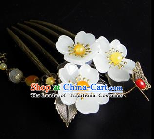 Chinese Ancient Handmade Hair Accessories Hairpins Classical Hanfu Flowers Tassel Hair Comb for Women