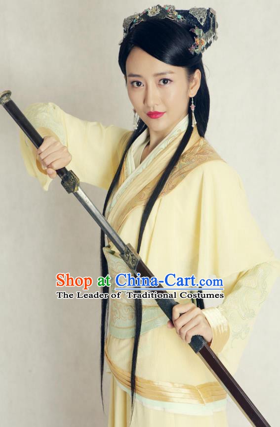 Chinese Ancient Wei and Jin Dynasties Swordswoman Hanfu Dress Replica Costume for Women