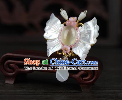 Chinese Ancient Handmade Accessories Shell Butterfly Brooch for Women