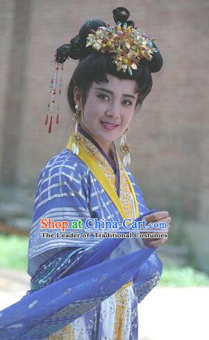 Chinese Ancient Tang Dynasty Imperial Concubine Yang Hanfu Dress Replica Costume for Women