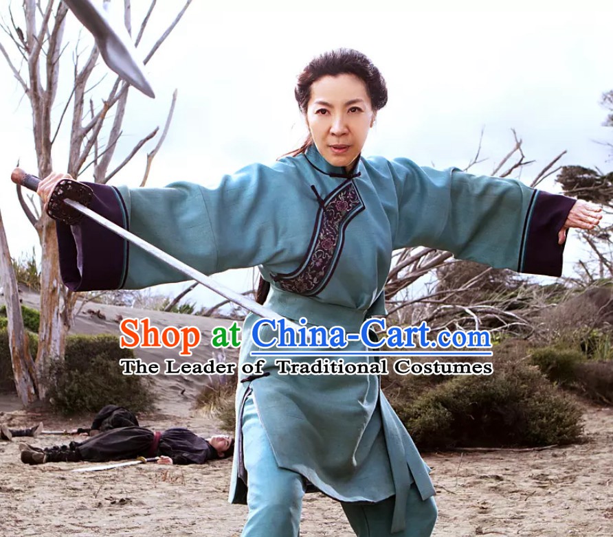 Top Crouching Tiger Hidden Dragon Style Tai Chi Kongfu Taiji Long Blouse Clothing Complete Set