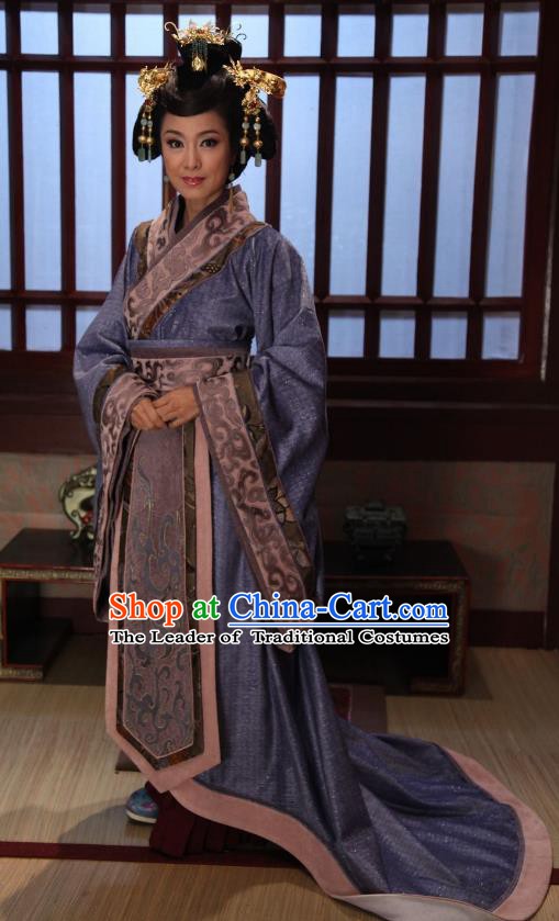 Chinese Spring and Autumn Period Empress Dowager Hanfu Dress Ancient Queen Mother Replica Costume for Women