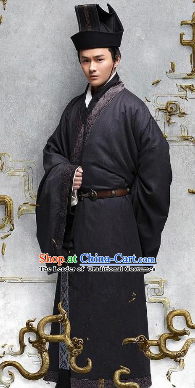 Chinese Ancient Eastern Han Dynasty Minister Zhao Yan Historical Costume for Men