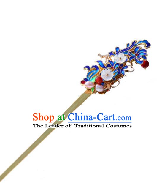Chinese Ancient Handmade Hanfu Hairpins Palace Lady Blueing Hair Clip Hair Accessories for Women