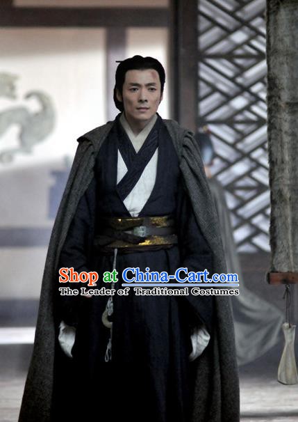 Traditional Chinese Ancient Warring States Period Swordsman Strategist Historical Costume for Men