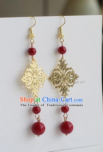 Ancient Chinese Handmade Hanfu Earrings Accessories Golden Eardrop for Women