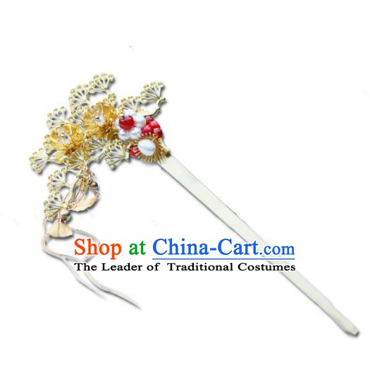 Chinese Ancient Hanfu Handmade Hairpins Golden Hair Clip Hair Accessories for Women
