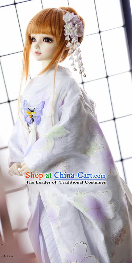 Traditional Asian Japan Costume Japanese Courtesan Shiromuku Kimono Sakura Vibration Sleeve Kimono for Women