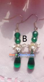 Traditional Chinese Ancient Jewellery Accessories Earrings Green Beads Eardrop for Women