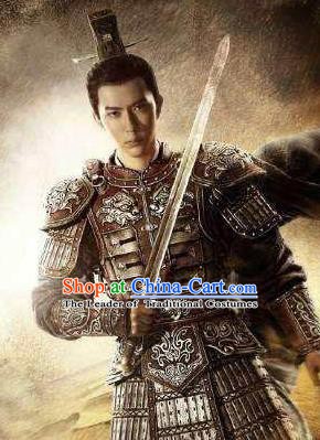 Ancient Chinese Han Dynasty Military Officer General Li Gan Replica Costume for Men