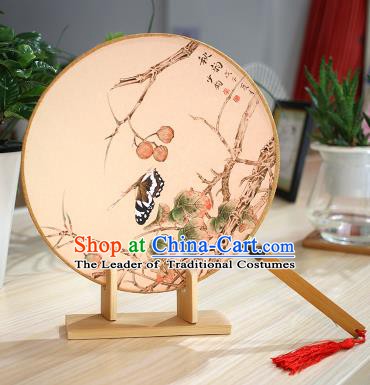 Chinese Traditional Round Fans Handmade Painting Butterfly Circular Fan China Ancient Palace Fans