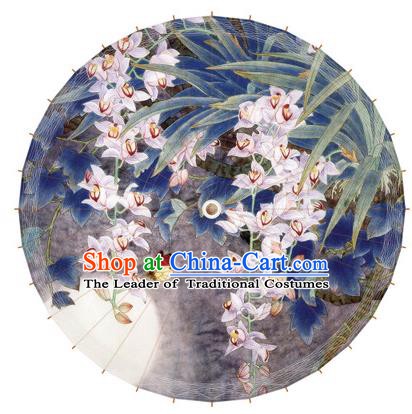 Chinese Traditional Artware Paper Umbrella Printing Convallaria Majalis Oil-paper Umbrella Handmade Umbrella
