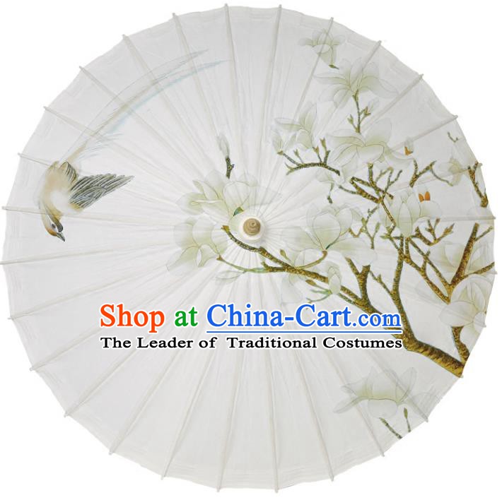 Chinese Traditional Artware Paper Umbrellas Printing Mangnolia Magpie Oil-paper Umbrella Handmade Umbrella