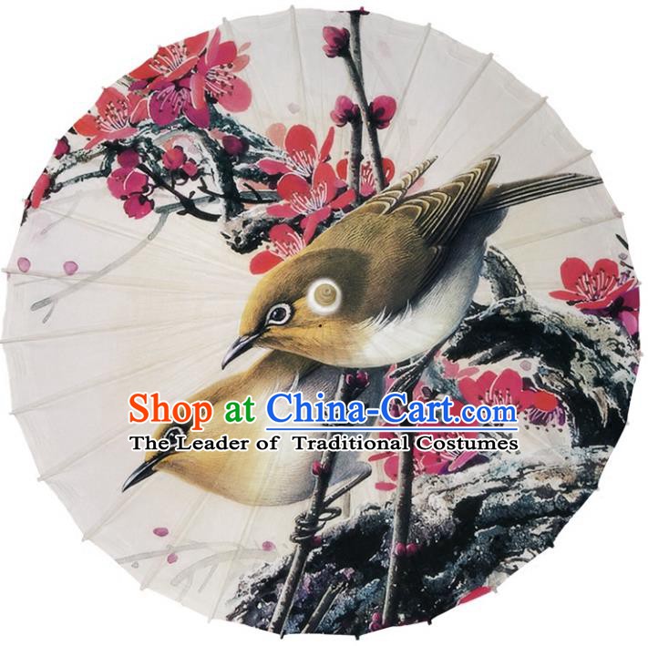 Chinese Traditional Artware Dance Umbrella Printing Red Wintersweet Paper Umbrellas Oil-paper Umbrella Handmade Umbrella