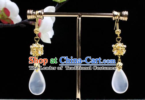 Chinese Handmade Classical Accessories Opal Earrings Hanfu Eardrop for Women