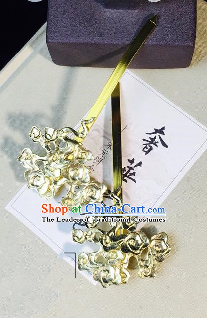 Chinese Handmade Classical Hair Accessories Hairpin Golden Flowers Hair Stick Hanfu Hairpins for Women