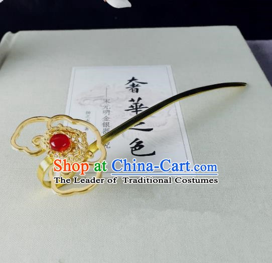 Chinese Handmade Classical Hair Accessories Golden Hairpins Hair Stick for Women