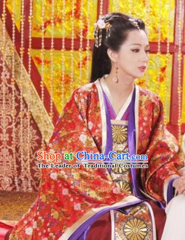Chinese Ancient Tang Dynasty Li Zhi Empress Wang Embroidered Hanfu Dress Replica Costume for Women