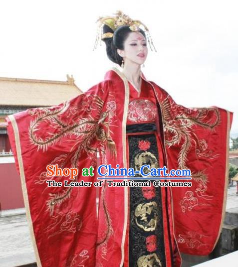 Chinese Ancient Tang Dynasty Imperial Empress Wang of Li Zhi Dress Embroidered Replica Costume for Women