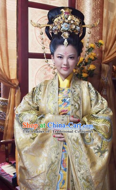Chinese Ancient Tang Dynasty Imperial Empress Wu Zetian Dress Embroidered Replica Costume for Women