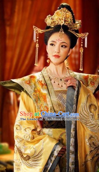 Chinese Ancient Tang Dynasty Queen Wu Zetian Dress Embroidered Replica Costume for Women