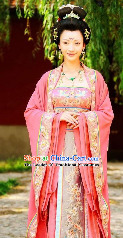 Ancient Chinese Tang Dynasty Imperial Consort Zhang Embroidered Dress Replica Costume for Women