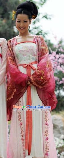 Traditional Chinese Ancient Tang Dynasty Imperial Consort Embroidered Dress Replica Costume for Women