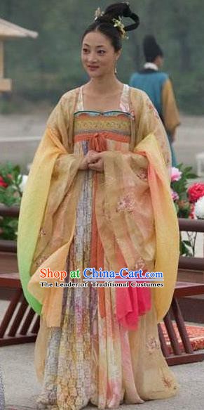 Traditional Chinese Ancient Palace Lady Tang Dynasty Princess Embroidered Dress Replica Costume for Women
