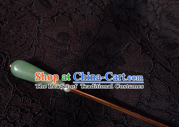 Traditional Chinese Ancient Hair Accessories Hair Clip Green Jade Hanfu Hairpins for Women
