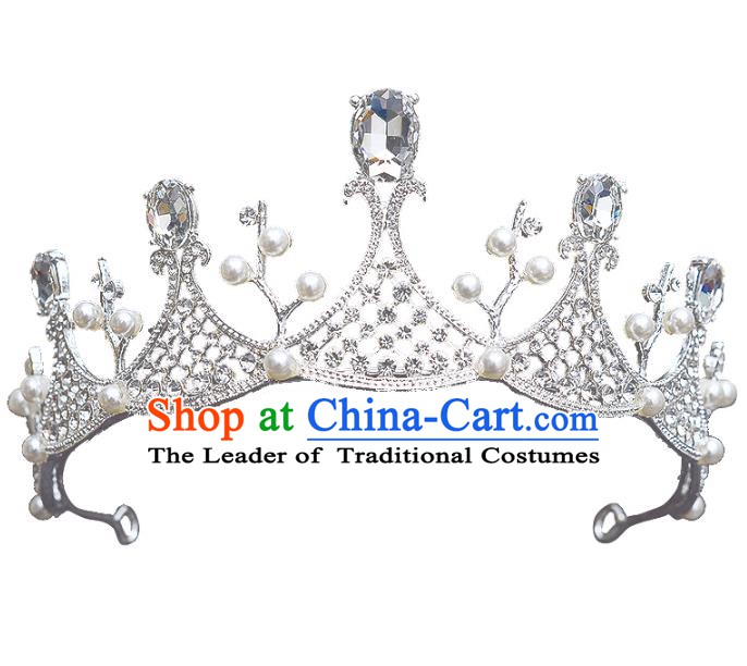 Handmade Bride Wedding Hair Accessories Princess Crystal Hair Clasp Royal Crown for Women