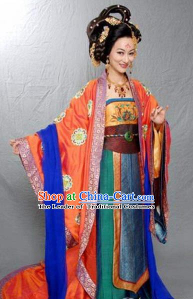 Traditional Chinese Tang Dynasty Imperial Consort Wei of Li Shimin Embroidered Replica Costume for Women