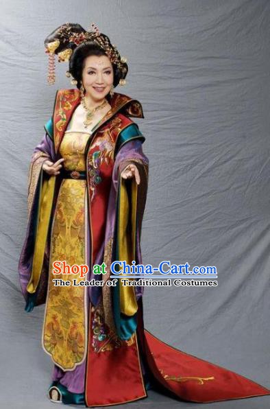 Traditional Chinese Tang Dynasty Empress Dowager Embroidered Dress Replica Costume for Women