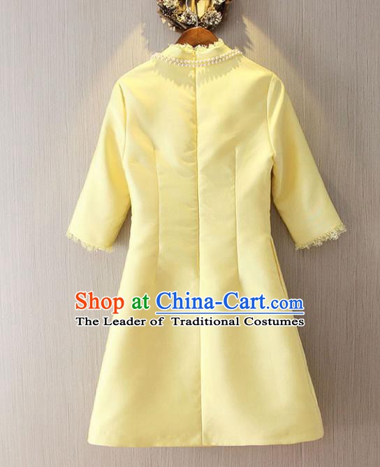 Traditional Ancient Chinese Young Women Cheongsam Dress Republic of China Tangsuit Stand Collar Blouse Dress Tang Suit Clothing