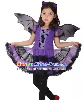 Children Halloween Dance Costume Cosplay Clothing Purple Dress for Kids