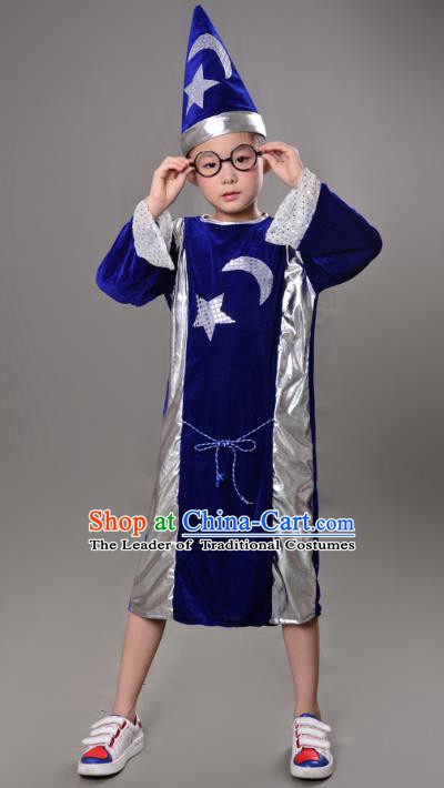 Top Grade Children Stage Performance Costume, Professional Halloween Cosplay Sorcerer Clothing for Kids
