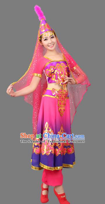 Traditional Chinese Uyghur Nationality Costume, Chinese Uigurian Minority Nationality Dance Dress for Women