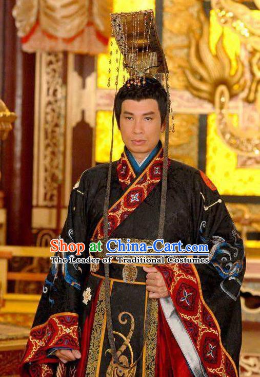 Traditional Chinese Ancient Majesty Costume Tang Dynasty Emperor Li Chen Replica Costume for Men