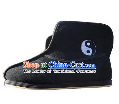 Chinese Traditional Handmade Cloth Shoes Black Boots Martial Arts Shoes Kung Fu Shoes for Men